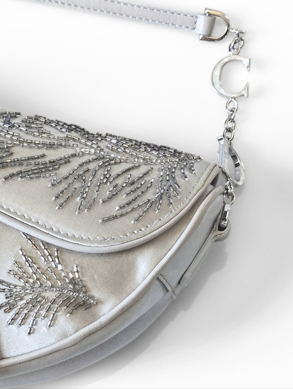 Dior Saddle Bag Vintage Limited Edition Beaded Peacock Feather Mother of Pearl - Picture 8 of 17